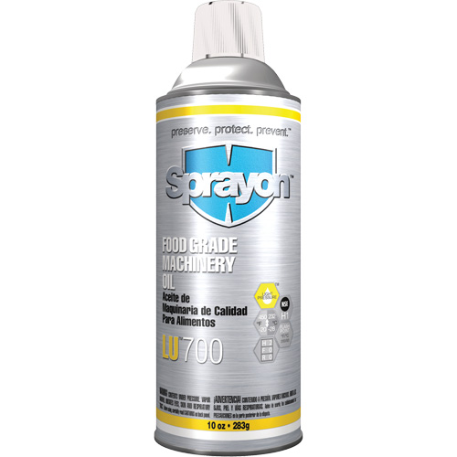 Huile &agrave; machine de cat&eacute;gorie alimentaire LU700, 10 oz, Canette a&eacute;rosol Cam Industrial