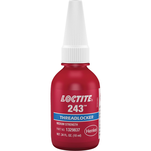 Compos&eacute; de blocage 243 tol&eacute;rant &agrave; l'huile, Bleu, Moyen, 10 ml, Bouteille Cam Industrial