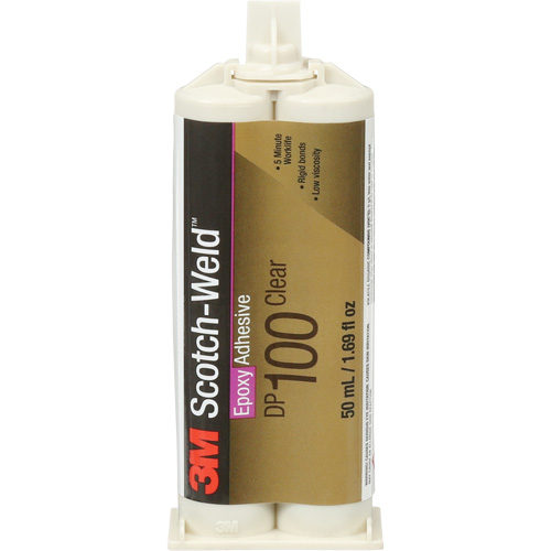 Adh&eacute;sif Scotch-Weld, 1,7 liq. oz., Cartouche double, Deux composants, Transparent Cam Industrial