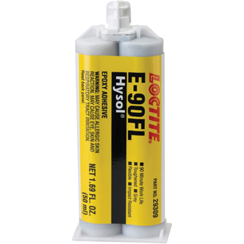 Hysol E-90FL Adhesive, 102 g, Dual Cartridge, Two-Part, Grey Cam Industrial
