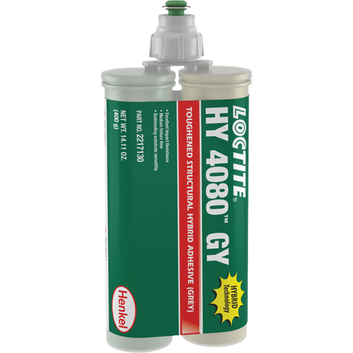 HY 4080 GY Structural Repair Hybrid Adhesive, Two-Part, Dual Cartridge, 400 g, Grey Cam Industrial