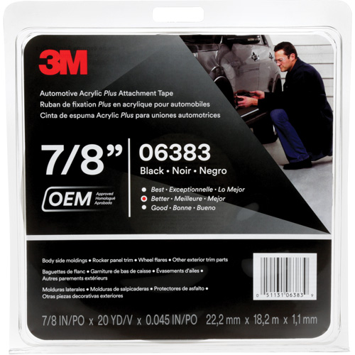 Ruban en acrylique de 3M pour l'automobile, 18 m (60') lo x 22 mm (7/8") la, 45 mils, Acrylique Cam Industrial
