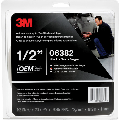 Ruban en acrylique de 3M pour l'automobile, 18 m (60') lo x 12,7 mm (1/2") la, 45 mils, Acrylique Cam Industrial