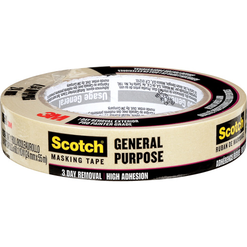 Scotch&reg; General Purpose Masking Tape 2020, 24 mm (1") x 55 m (180'), Tan Cam Industrial