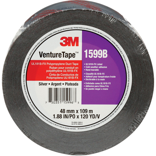 Ruban en polypropyl&egrave;ne Venture Tape 1599B, 3 mils, Argent, 48 mm (2") x 109,7 m (359,9') Cam Industrial