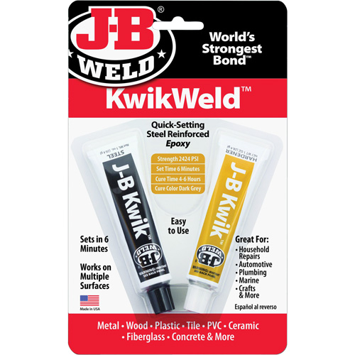 Colle &eacute;poxyde KwikWeld, Deux composants, Tube, 2 oz, Gris Cam Industrial