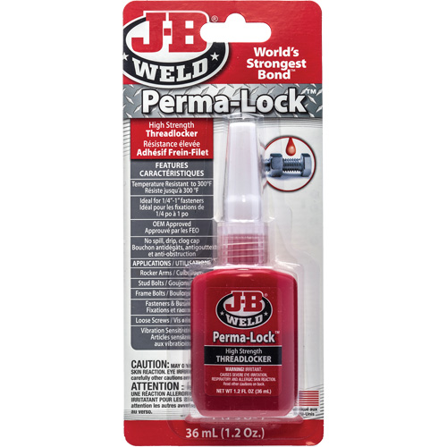 Perma-Lock Threadlocker, Red, High, 36 ml, Bottle Cam Industrial