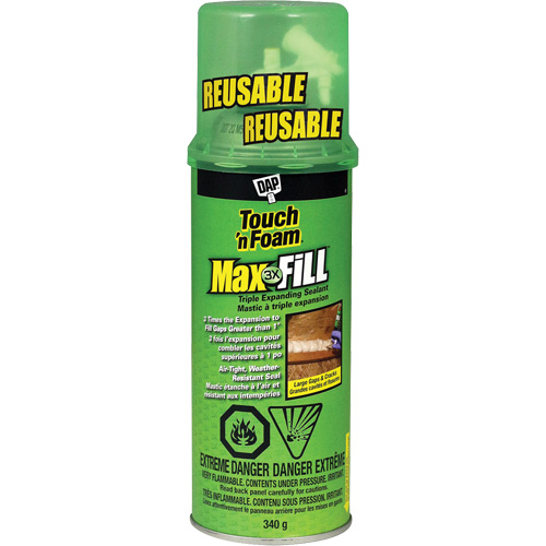 Touch 'n Foam&reg; Max Fill Triple Expanding Sealant, 340 g, Aerosol Can, Cream Cam Industrial