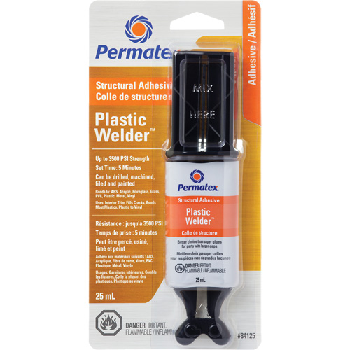Colle &eacute;poxyde Plastic Welder, 25 ml, Seringue, Deux composants, Blanc cass&eacute; Cam Industrial