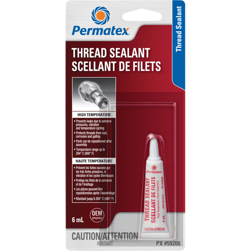 Scellant pour filetage haute temp&eacute;rature, Tube, 6 ml, -54° C - 204° C/-65° F - 400° F Cam Industrial