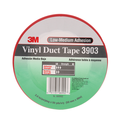 Rubans adh&eacute;sifs en vinyle 3903, 48 mm (2") la x 46 m (151') lo, 6,5 mils, Rouge Cam Industrial