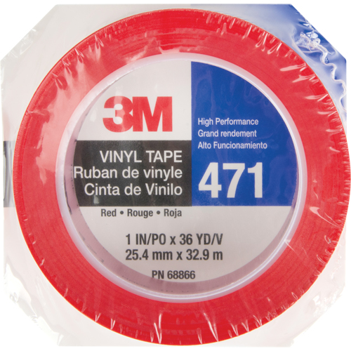 471 Vinyl Tape, 25.4 mm (1") W x 32.9 m (108') L, 5.3 mils, Red Cam Industrial