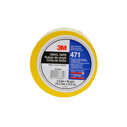471 Vinyl Tape, 12 mm (1/2") W x 32.9 m (108') L, 5.2 mils, Yellow Cam Industrial
