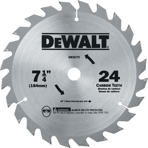 Carbide Circular Saw Blade, 7-1/4", 24 Teeth Cam Industrial