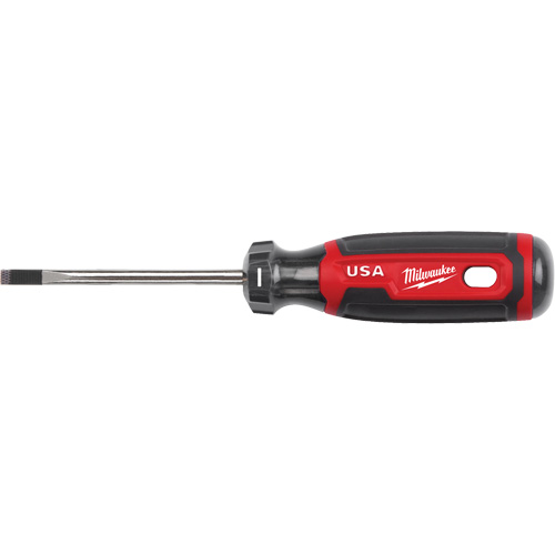 Cabinet Screwdriver, 3/16" Tip, Round, 170 mm L, Cushion Grip Handle Cam Industrial