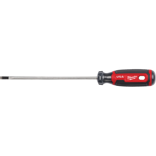 Cabinet Screwdriver, 3/16" Tip, Round, 254 mm L, Cushion Grip Handle Cam Industrial