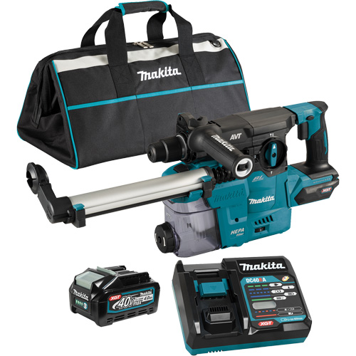 XGT Brushless Cordless SDS-Plus Rotary Hammer with DX10 Dust Extraction Attachment, 40 V, 1-3/16", 3 ft-lbs, 0-840 RPM Cam Industrial