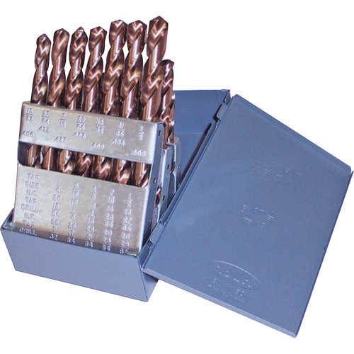 Jobber Length Drill Set, 15 Pieces, Cobalt Cam Industrial