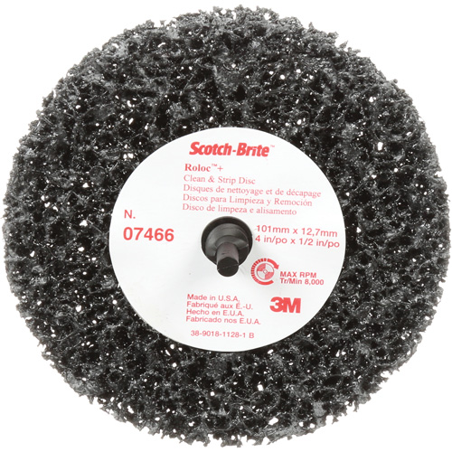 Disque de nettoyage et de d&eacute;capage Clean and Strip Roloc Scotch-Brite, 4" dia., Grain Extra grossier, Carbure de silicium Cam Industrial
