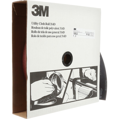 Rouleau de toile abrasive utilitaire 314D, 2" la x 150' lo, Grain 100J Cam Industrial