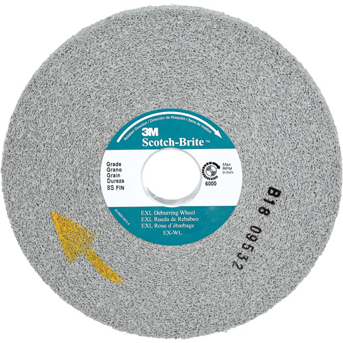 Scotch-Brite EXL Deburring Wheel, 6" x 1/2", 1" Arbor, Aluminum Oxide Cam Industrial