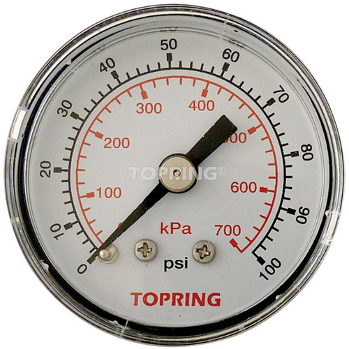 Pressure Gauge, 1-1/2" , 0 - 100 psi, Back Mount, Analogue Cam Industrial