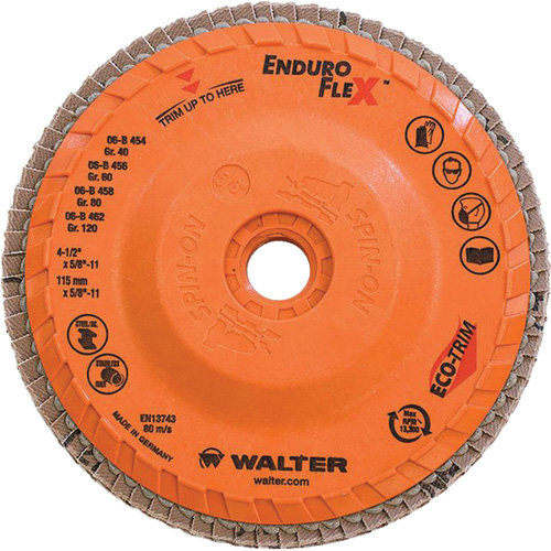 Enduro-Flex Flap Disc, 4-1/2" x 5/8"-11, Type 27, 80 Grit, Zirconia Alumina Cam Industrial