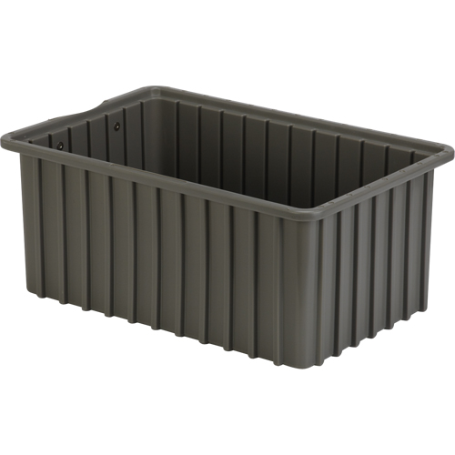Divider Box&reg; Containers, Polyethylene, 16.5" W x 10.9" D x 7" H, Grey Cam Industrial