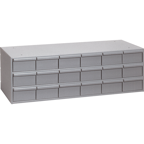 Industrial Drawer Cabinets, 18 Drawers, 33-3/4" W x 11-3/4" D x 12-7/8" H, Grey Cam Industrial