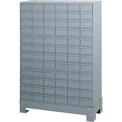 Industrial Drawer Cabinet With Base, 72 Drawers, 34-1/8" W x 12-1/4" D x 48-1/8" H, Grey Cam Industrial