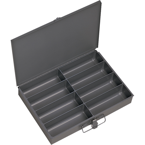 Compartment Scoop Boxes, Steel, 8 Slots, 13-3/8" W x 9-1/4" D x 2" H, Grey Cam Industrial