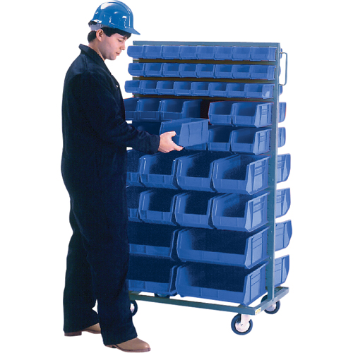 Support mobile deux c&ocirc;t&eacute;s pour bacs, &agrave; deux c&ocirc;t&eacute;s, 96 bacs, 36" la x 24" p x 63" h Cam Industrial