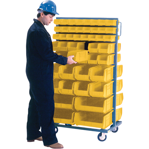 Support mobile deux c&ocirc;t&eacute;s pour bacs, &agrave; deux c&ocirc;t&eacute;s, 96 bacs, 36" la x 24" p x 63" h Cam Industrial