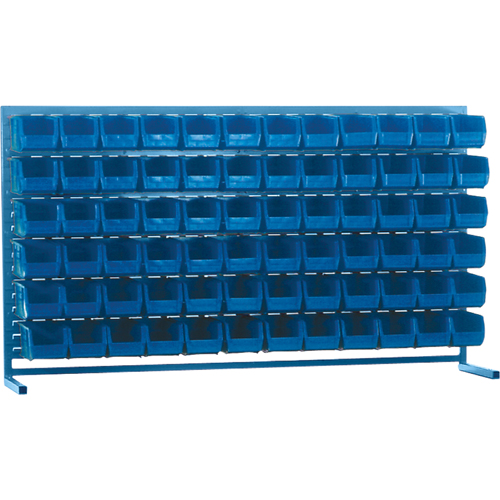 Louvered Rack with Bins, 72 Bins, 72" W x 15" D x 40" H Cam Industrial
