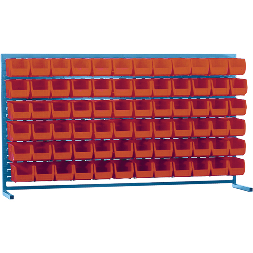 Louvered Rack with Bins, 72 Bins, 72" W x 15" D x 40" H Cam Industrial