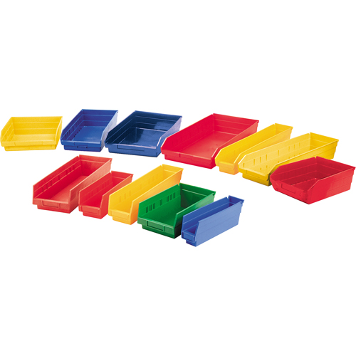 Bacs de rangement pour tablettes, 11-1/8" la x 4" H x 11-5/8" p, Jaune, Capacit&eacute; 30 lb Cam Industrial