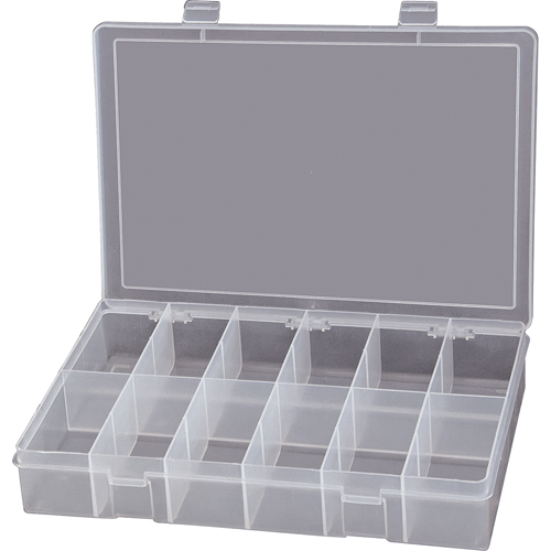 Boîtes &agrave; compartiments compactes en polypropyl&egrave;ne, 13-1/8" la x 9" p x 2-5/16" h, 12 compartiments Cam Industrial