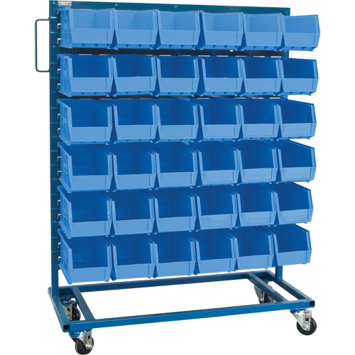 Single-Sided Mobile Bin Rack, Single-sided, 36 bins, 36" W x 16" D x 46-1/2" H Cam Industrial
