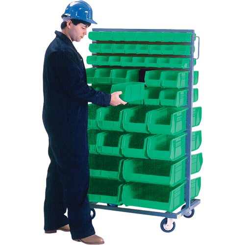 Support mobile deux c&ocirc;t&eacute;s pour bacs, &agrave; deux c&ocirc;t&eacute;s, 96 bacs, 36" la x 24" p x 63" h Cam Industrial