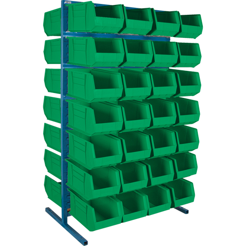 Double-Sided Stationary Bin Rack, 61" W x 56" D x 24" H, 56 Bins Cam Industrial