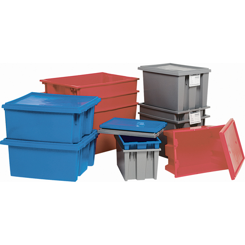 Stack & Nest Totes, 15" x 29.5" x 19.5", Blue Cam Industrial