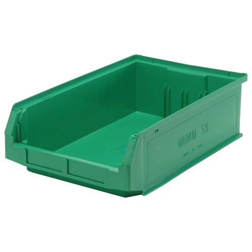Giant Stacking Containers, 12.375" W x 19.75" D x 5.875" H, Green Cam Industrial