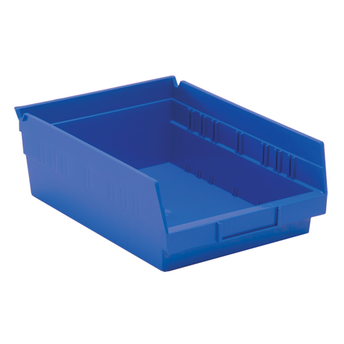 Shelf Bins, 8-3/8" W x 4" H x 11-5/8" D, Blue, 30 lbs. Capacity Cam Industrial