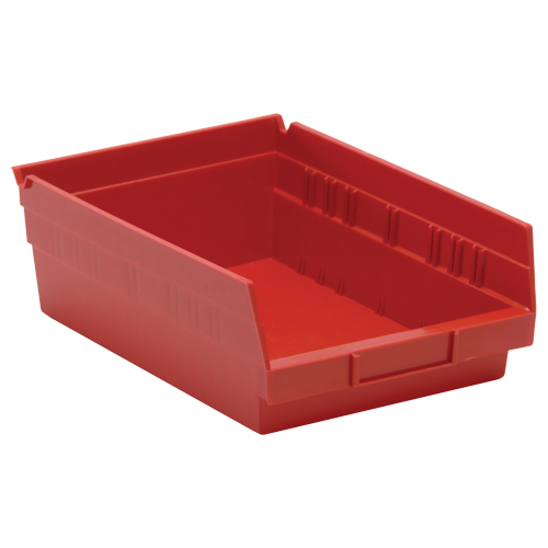 Shelf Bins, 8-3/8" W x 4" H x 11-5/8" D, Red, 30 lbs. Capacity Cam Industrial