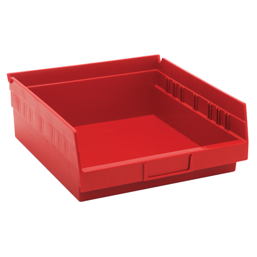 Bacs de rangement pour tablettes, 11-1/8" la x 4" H x 11-5/8" p, Rouge, Capacit&eacute; 30 lb Cam Industrial