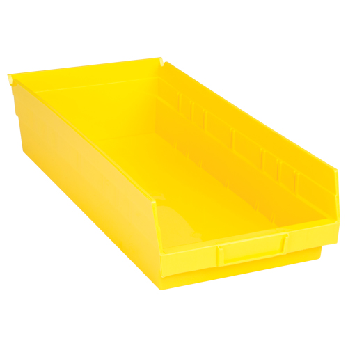Bacs de rangement pour tablettes, 8-3/8" la x 4" H x 17-7/8" p, Jaune, Capacit&eacute; 40 lb Cam Industrial