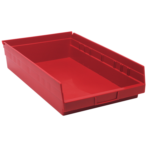 Bacs de rangement pour tablettes, 11-1/8" la x 4" H x 17-7/8" p, Rouge, Capacit&eacute; 40 lb Cam Industrial