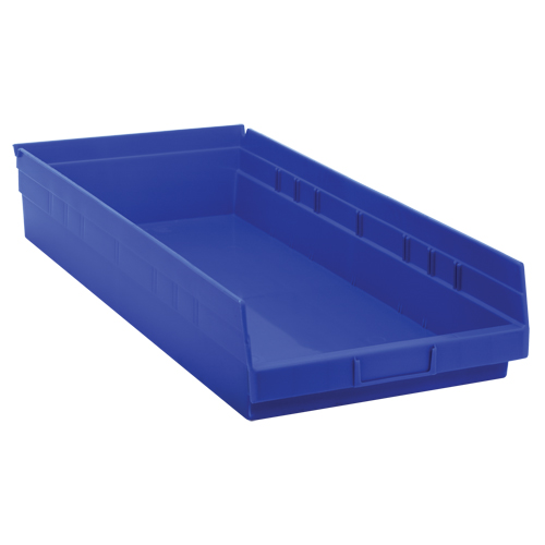 Bacs de rangement pour tablettes, 11-1/8" la x 4" H x 23-5/8" p, Bleu, Capacit&eacute; 50 lb Cam Industrial
