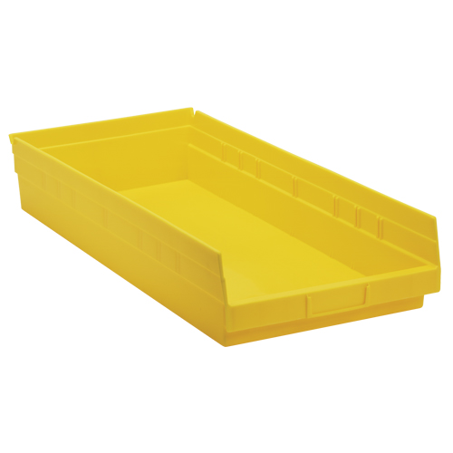 Bacs de rangement pour tablettes, 11-1/8" la x 4" H x 23-5/8" p, Jaune, Capacit&eacute; 50 lb Cam Industrial
