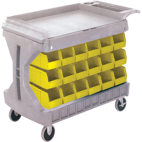 Pro Cart With Yellow Bins, Double-sided, 36 bins, 45-5/18" W x 24" D x 34-3/4" H Cam Industrial